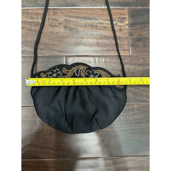 Beaded Black Evening Crossbody Bag With Gold Silver Embellishments - Picture 6 of 10